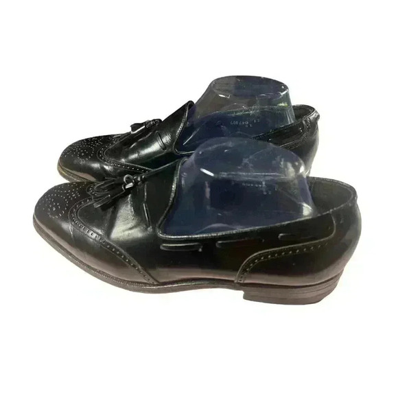 Vintage Florsheim Mens Oxford 9 The Royal Imperial Black Wing Tip Dress Shoes main image 10